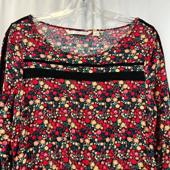 Lauren Conrad Womens Long Sleeve Floral Elastic Tie Waist Dress Above Knee M - Picture 3 of 9